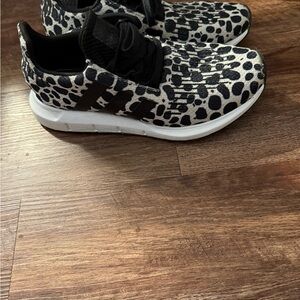 adidas Black and White Dalmatian Print Athletic Sneakers